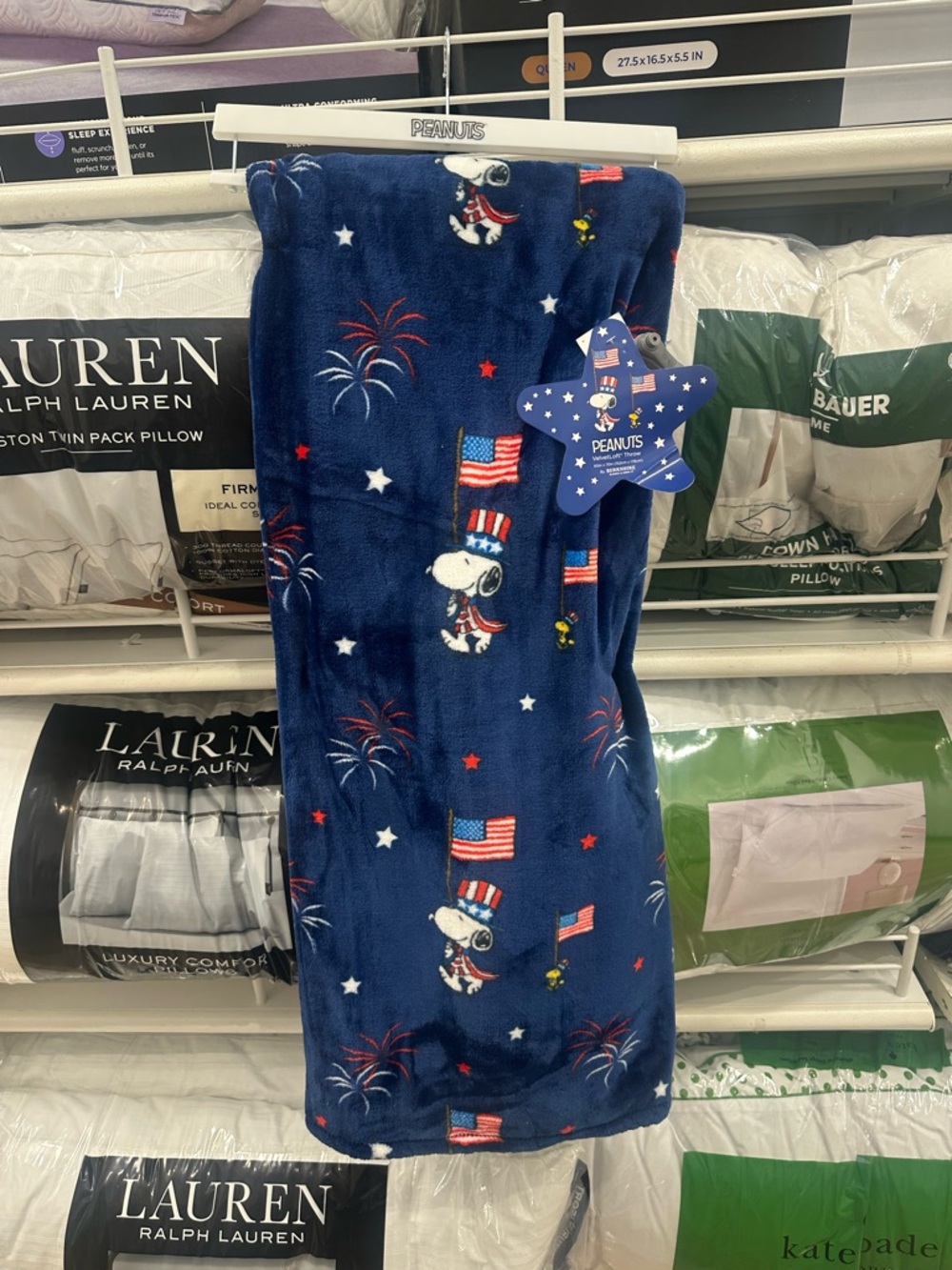Peanuts Snoopy Patriotic Fleece Blanket - Navy Blue, Red, White